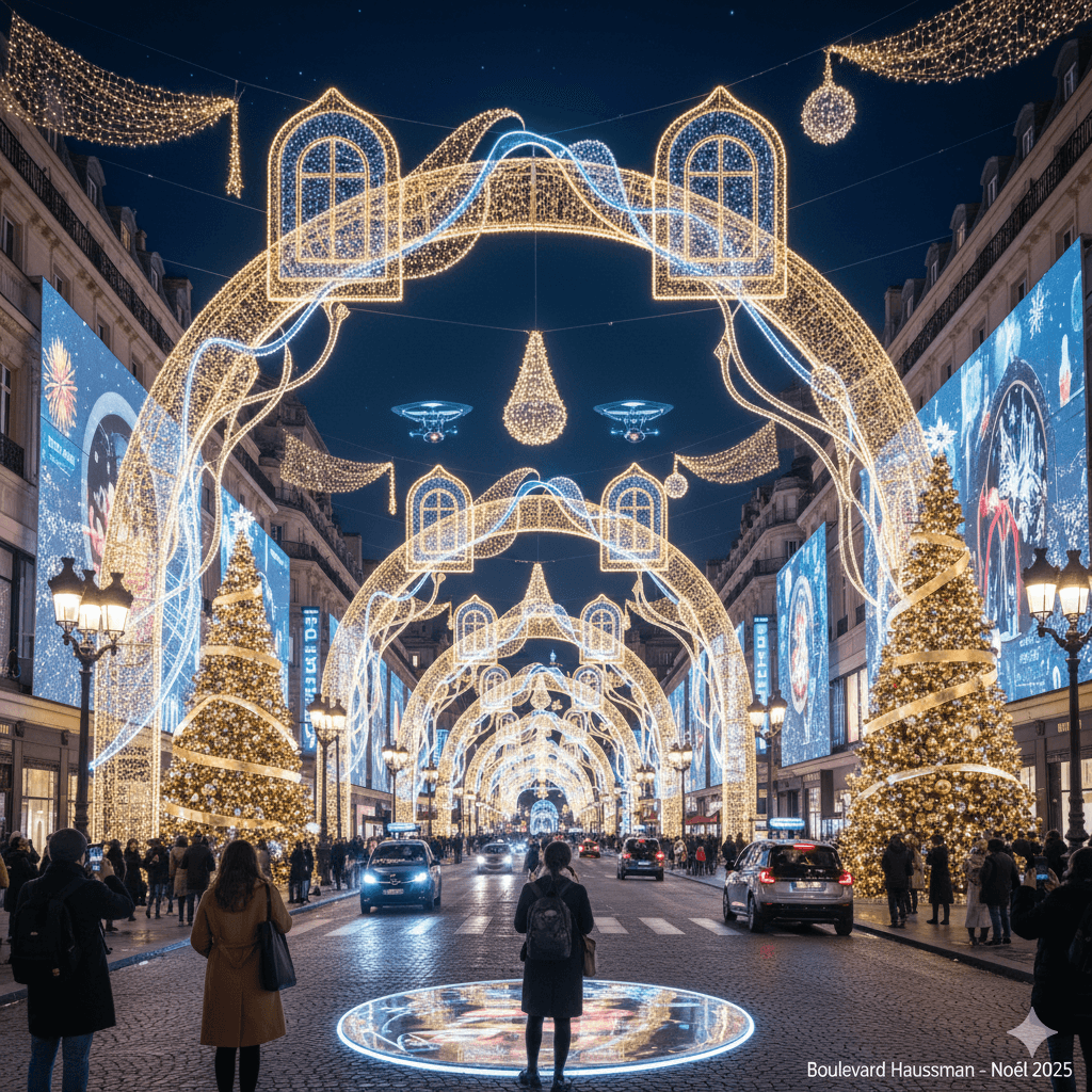 Boulevard Haussmann Christmas Lights 2025
